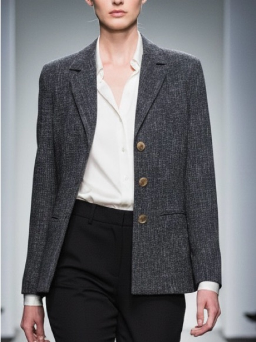Chico's Size 1 Travel-Friendly Black Blazer |Silk Lined| Mother of Pearl Buttons